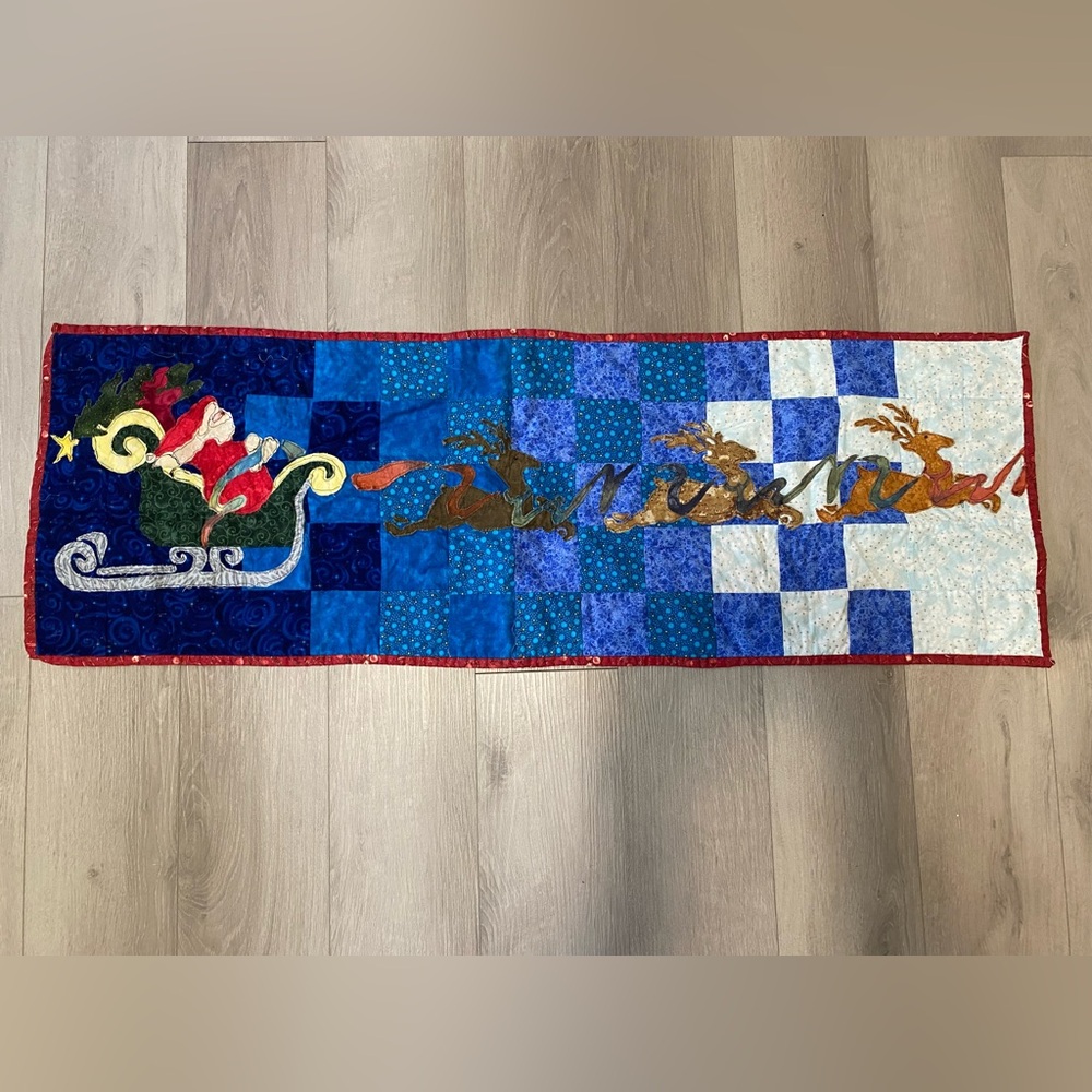 Festive Santa and Reindeer Table Runner